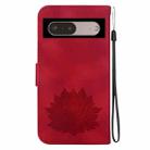 For Google Pixel 7 Pro Lotus Embossed Leather Phone Case(Red) - 3