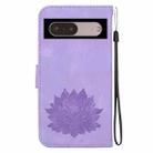 For Google Pixel 7 Pro Lotus Embossed Leather Phone Case(Purple) - 3