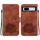 For Google Pixel 7a Lotus Embossed Leather Phone Case(Brown) - 1