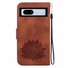 For Google Pixel 7a Lotus Embossed Leather Phone Case(Brown) - 3