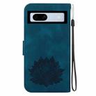 For Google Pixel 7a Lotus Embossed Leather Phone Case(Dark Blue) - 3