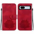 For Google Pixel 7a Lotus Embossed Leather Phone Case(Red) - 1