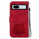 For Google Pixel 7a Lotus Embossed Leather Phone Case(Red) - 3