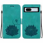 For Google Pixel 7a Lotus Embossed Leather Phone Case(Green) - 1