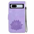 For Google Pixel 7a Lotus Embossed Leather Phone Case(Purple) - 3