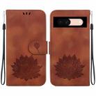 For Google Pixel 8a Lotus Embossed Leather Phone Case(Brown) - 1