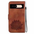 For Google Pixel 8a Lotus Embossed Leather Phone Case(Brown) - 3