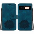 For Google Pixel 8a Lotus Embossed Leather Phone Case(Dark Blue) - 1