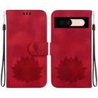 For Google Pixel 8a Lotus Embossed Leather Phone Case(Red) - 1