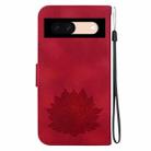 For Google Pixel 8a Lotus Embossed Leather Phone Case(Red) - 3