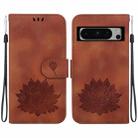 For Google Pixel 8 Pro Lotus Embossed Leather Phone Case(Brown) - 1