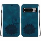 For Google Pixel 8 Pro Lotus Embossed Leather Phone Case(Dark Blue) - 1