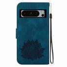 For Google Pixel 8 Pro Lotus Embossed Leather Phone Case(Dark Blue) - 3