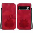 For Google Pixel 8 Pro Lotus Embossed Leather Phone Case(Red) - 1