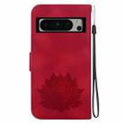 For Google Pixel 8 Pro Lotus Embossed Leather Phone Case(Red) - 3