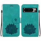 For Google Pixel 8 Pro Lotus Embossed Leather Phone Case(Green) - 1
