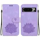 For Google Pixel 8 Pro Lotus Embossed Leather Phone Case(Purple) - 1