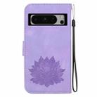 For Google Pixel 8 Pro Lotus Embossed Leather Phone Case(Purple) - 3