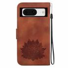 For Google Pixel 8 Lotus Embossed Leather Phone Case(Brown) - 3