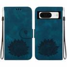 For Google Pixel 8 Lotus Embossed Leather Phone Case(Dark Blue) - 1