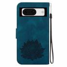 For Google Pixel 8 Lotus Embossed Leather Phone Case(Dark Blue) - 3