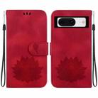 For Google Pixel 8 Lotus Embossed Leather Phone Case(Red) - 1