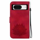 For Google Pixel 8 Lotus Embossed Leather Phone Case(Red) - 3
