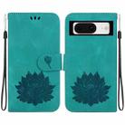 For Google Pixel 8 Lotus Embossed Leather Phone Case(Green) - 1