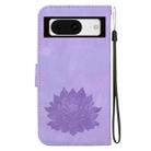 For Google Pixel 8 Lotus Embossed Leather Phone Case(Purple) - 3