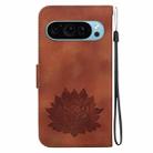 For Google Pixel 9 Pro Lotus Embossed Leather Phone Case(Brown) - 3