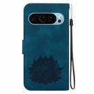 For Google Pixel 9 Pro Lotus Embossed Leather Phone Case(Dark Blue) - 3