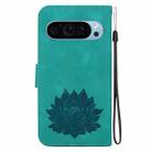 For Google Pixel 9 Pro Lotus Embossed Leather Phone Case(Green) - 3