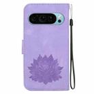 For Google Pixel 9 Pro Lotus Embossed Leather Phone Case(Purple) - 3