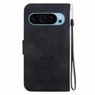 For Google Pixel 9 Lotus Embossed Leather Phone Case(Black) - 3