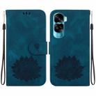 For Honor 90 Lite Lotus Embossed Leather Phone Case(Dark Blue) - 1