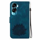 For Honor 90 Lite Lotus Embossed Leather Phone Case(Dark Blue) - 3