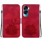 For Honor 90 Lite Lotus Embossed Leather Phone Case(Red) - 1