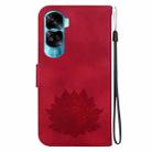 For Honor 90 Lite Lotus Embossed Leather Phone Case(Red) - 3