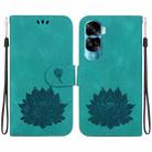 For Honor 90 Lite Lotus Embossed Leather Phone Case(Green) - 1