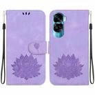 For Honor 90 Lite Lotus Embossed Leather Phone Case(Purple) - 1