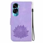 For Honor 90 Lite Lotus Embossed Leather Phone Case(Purple) - 3