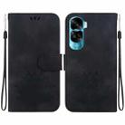 For Honor 90 Lite Lotus Embossed Leather Phone Case(Black) - 1