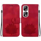 For Honor 90 Pro Lotus Embossed Leather Phone Case(Red) - 1