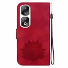 For Honor 90 Pro Lotus Embossed Leather Phone Case(Red) - 3