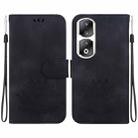 For Honor 90 Pro Lotus Embossed Leather Phone Case(Black) - 1