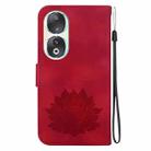 For Honor 90 Lotus Embossed Leather Phone Case(Red) - 3