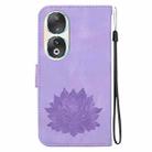 For Honor 90 Lotus Embossed Leather Phone Case(Purple) - 3