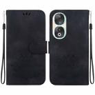 For Honor 90 Lotus Embossed Leather Phone Case(Black) - 1