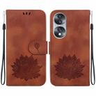 For Honor 70 Lotus Embossed Leather Phone Case(Brown) - 1