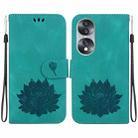 For Honor 70 Lotus Embossed Leather Phone Case(Green) - 1